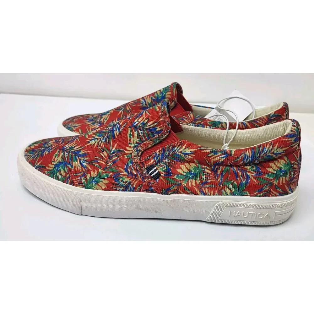 New Nautica Men's Size 8.5 Shoes Floral Red Palm Sneaker Loafer Chandler CV211-6